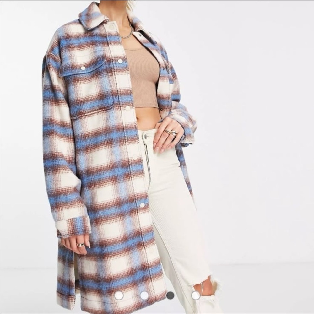Levis Plaid Long Shacket Jacket Trench Coat XS